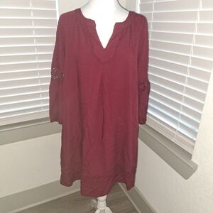 Crown & Ivy Deep Red Lace Midi Dress